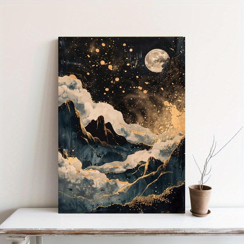 

Деревянная рама - Холст-фреска «Золотая луна на горе» 20*30cm(with frame)