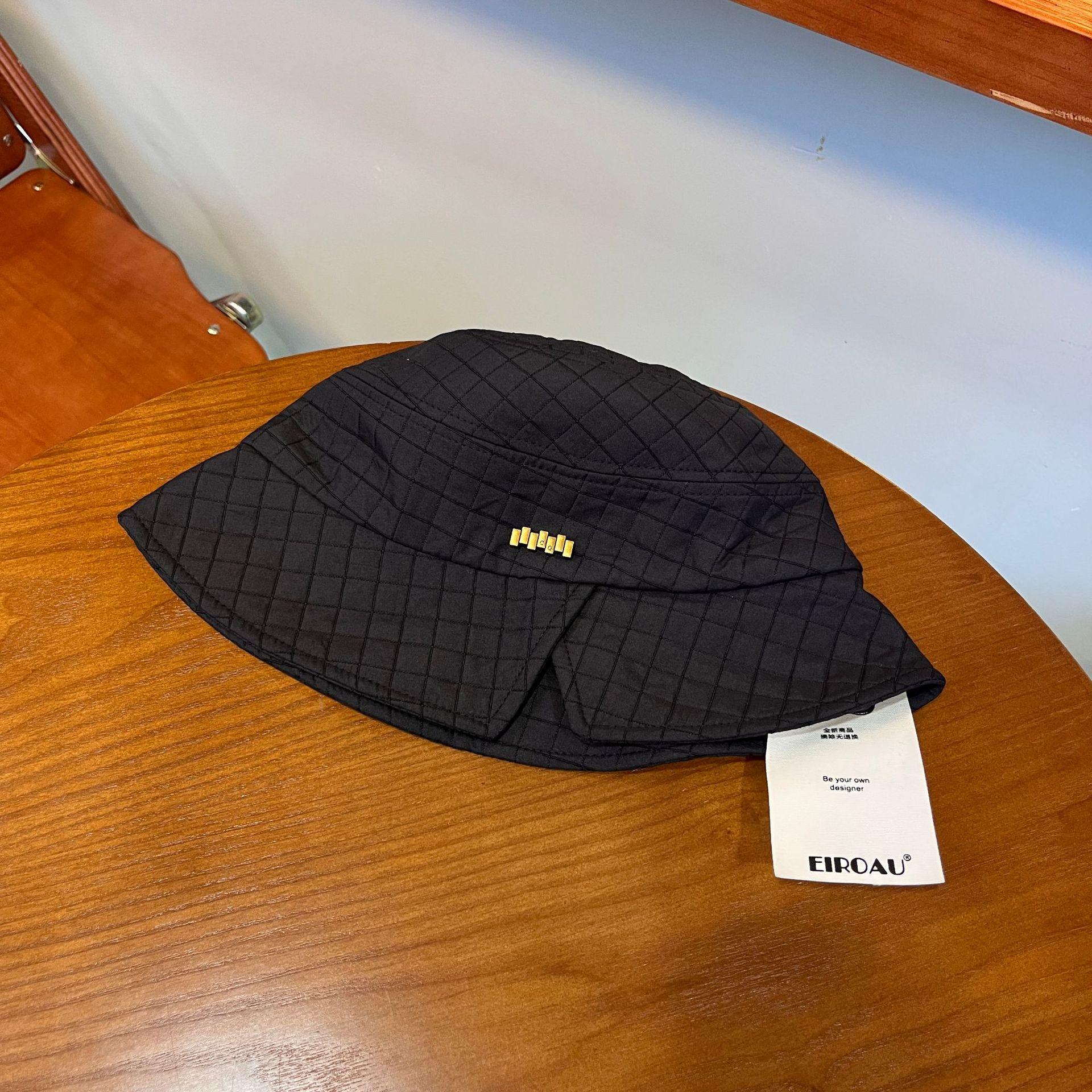 

Japanese and Korean sunscreen bucket hat autumn new cotton pressing open and bucket hat exquisite iron standard foreign style shows small face M（56-58cm） чёрный