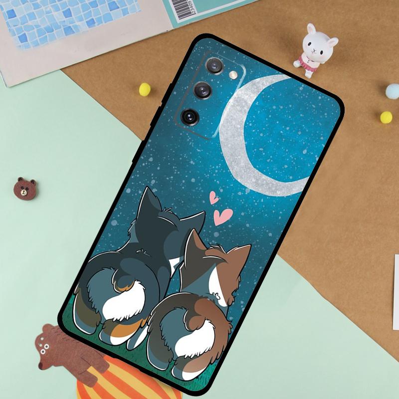 Cartoon Corgi Dog Soft Case For Samsung Galaxy S24 Ultra S9 S10 S20 S22 S23 Plus S21 FE S25 Ultra Funda Cover