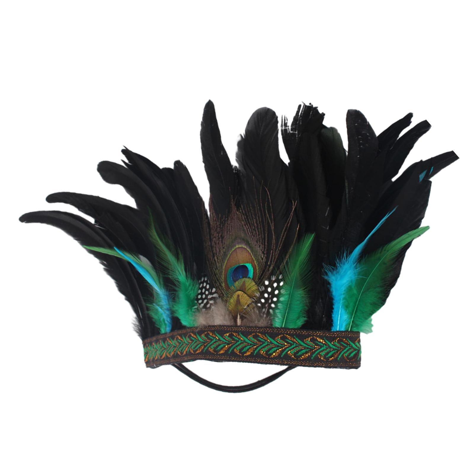 Eye-catching Peacocks Feather Hair Hoop Bohemia Style Headband Wedding Party Bride Hair Styling Photoshoots Headwear 1