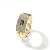 High Sense Personality Geometric Zircon Ring 14K Gold Full Diamond Cuban Chain Design Sense Ring Tide