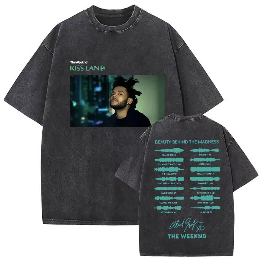 The Weeknd XO Tour 2025 Vintage Washed T Shirt Men Women Pop Music Short Sleeve T-Shirts Rap Hip Hop Graphic Print Y2K Retro Harajuku Unisex Graphic