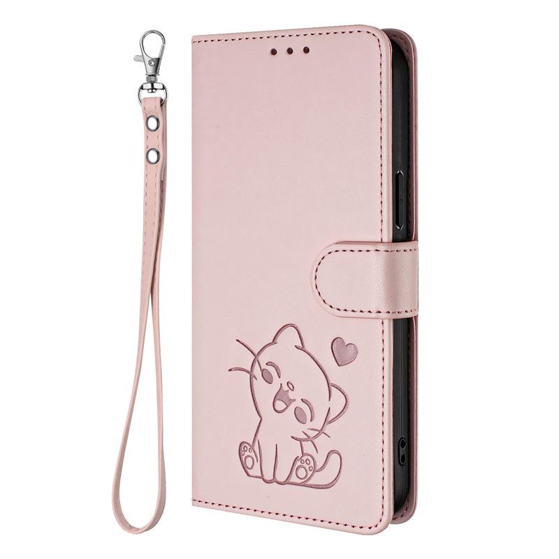 Applicable iPhone17promax iPhone leather case17AiR Heart-shaped cat flip cover card holder15Pro Protective Sleeve