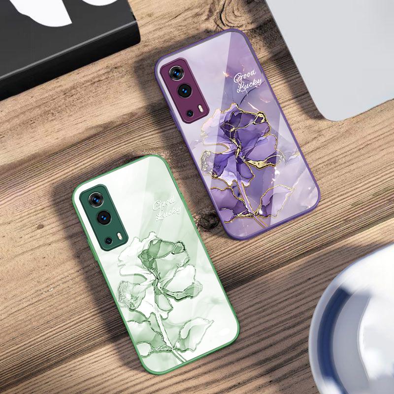 Pink Marble Flower Texture For Vivo Y76 16 55 V29 Lite 5G 25 23 30 iQOO Z9X 12 Pro Neo X200 100 90 60 Tempered Glass Phone Case
