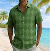 Chemise à manches courtes imprimé argyle pour homme, Chemisier décontracté à col rabattu pour le printemps et l'été, Haut coupe ample