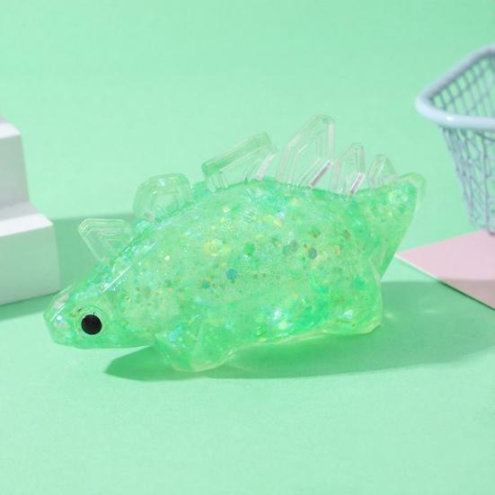 Dinosaur Shape Squeeze Toy Glitter Soft Pinch Toy for Stress Relief