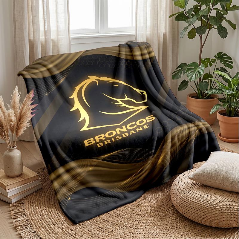 Coperta in Pile Flanella Brisbane Broncos Coperta Calda e Accogliente per Divano Letto Viaggio Uso Stagionale