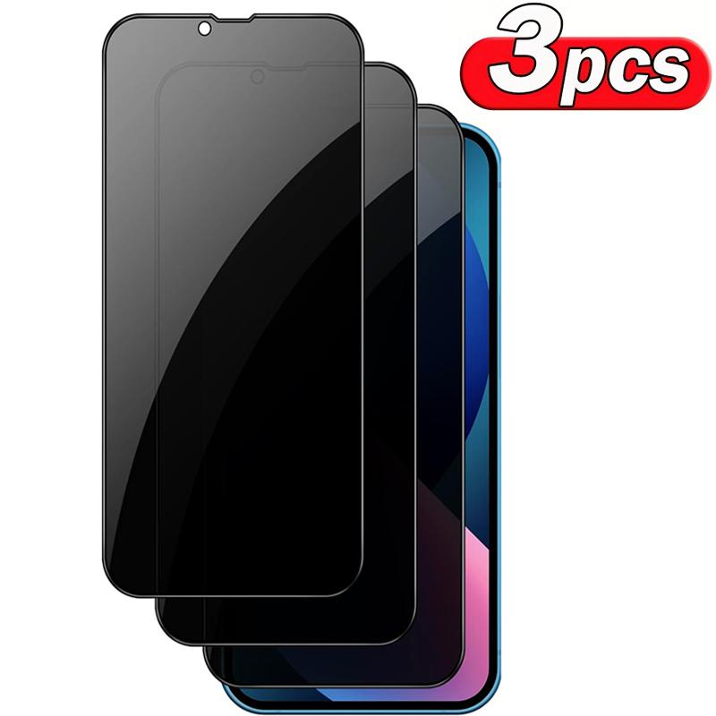 

3 шт. антишпионского закаленного стекла для iPhone 16 15 14 13 12 11 Pro Max Plus Mini XR XS X 7 8 Plus SE2 SE3 SE 2020 2022 полное покрытие конфиденциальности защитная пленка для экрана iPhone 16 Pro Max чёрный