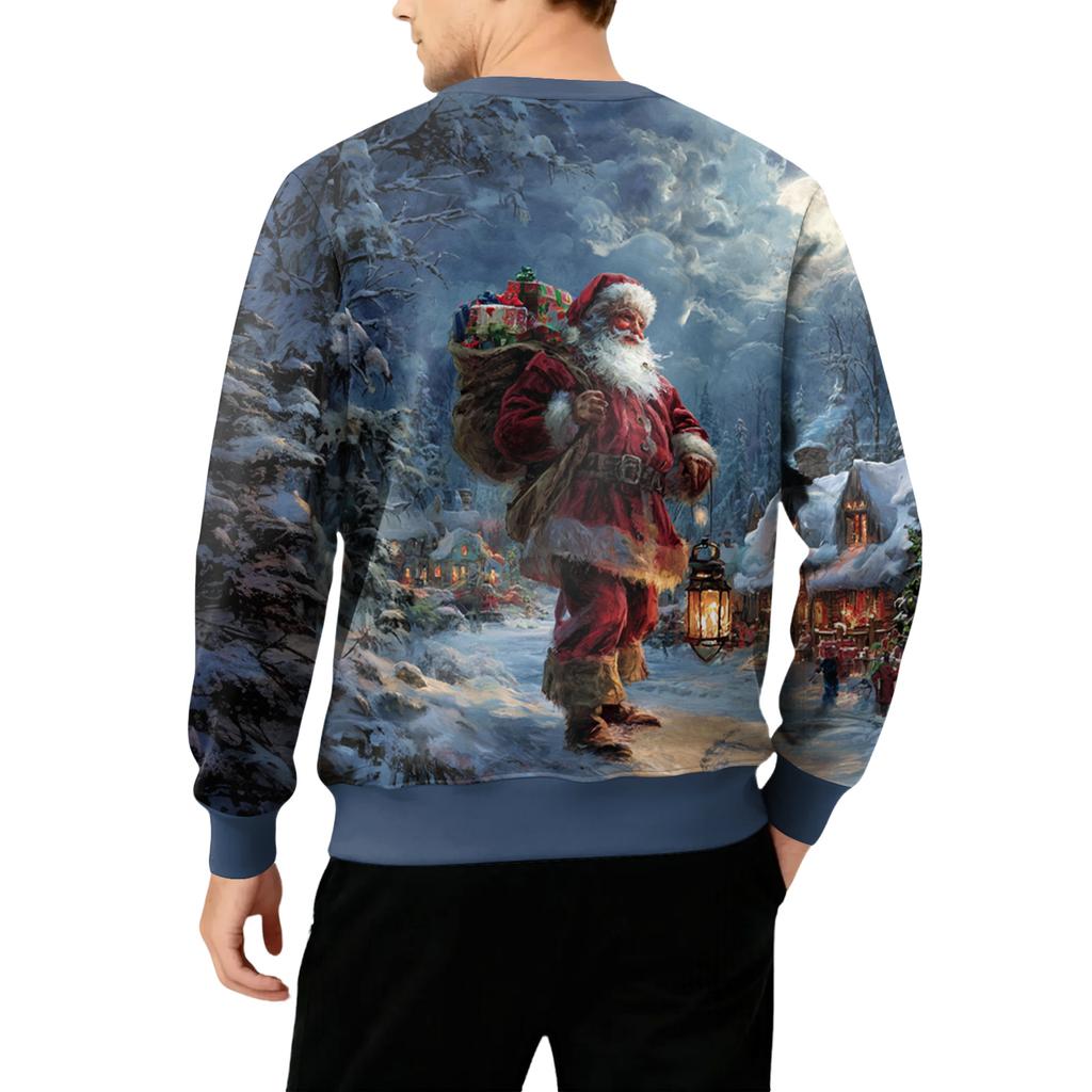 Herren Rundhals Fleecegefüttert Dick Einfarbig Sweatshirt