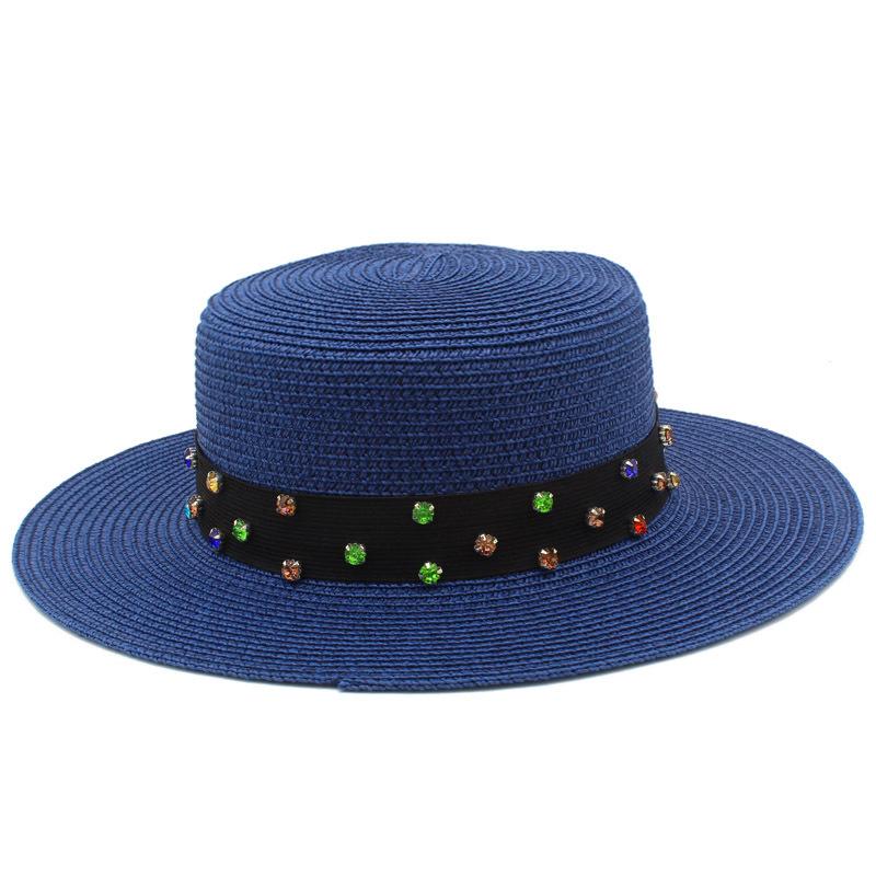High-quality women's flat-top Panama straw hat summer explosion sunscreen top hat new hat stall