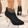 Módní dámské boty na vysokém podpatku, nové reliéfní kožené kotníkové boty, dámské boty na nízkém podpatku, párty boty, venkovní luxusní boty na vysokém podpatku, dámské boty