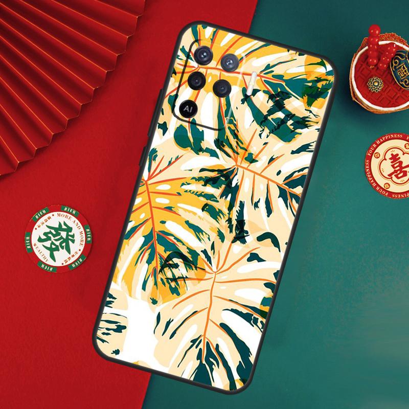 Tropical Leaf Pattern Case For Oppo A78 A98 A58 A38 A18 A54 A74 A94 A80 A60 A40 A96 A76 A16 A15 A17 A57 A5 A6 Pro
