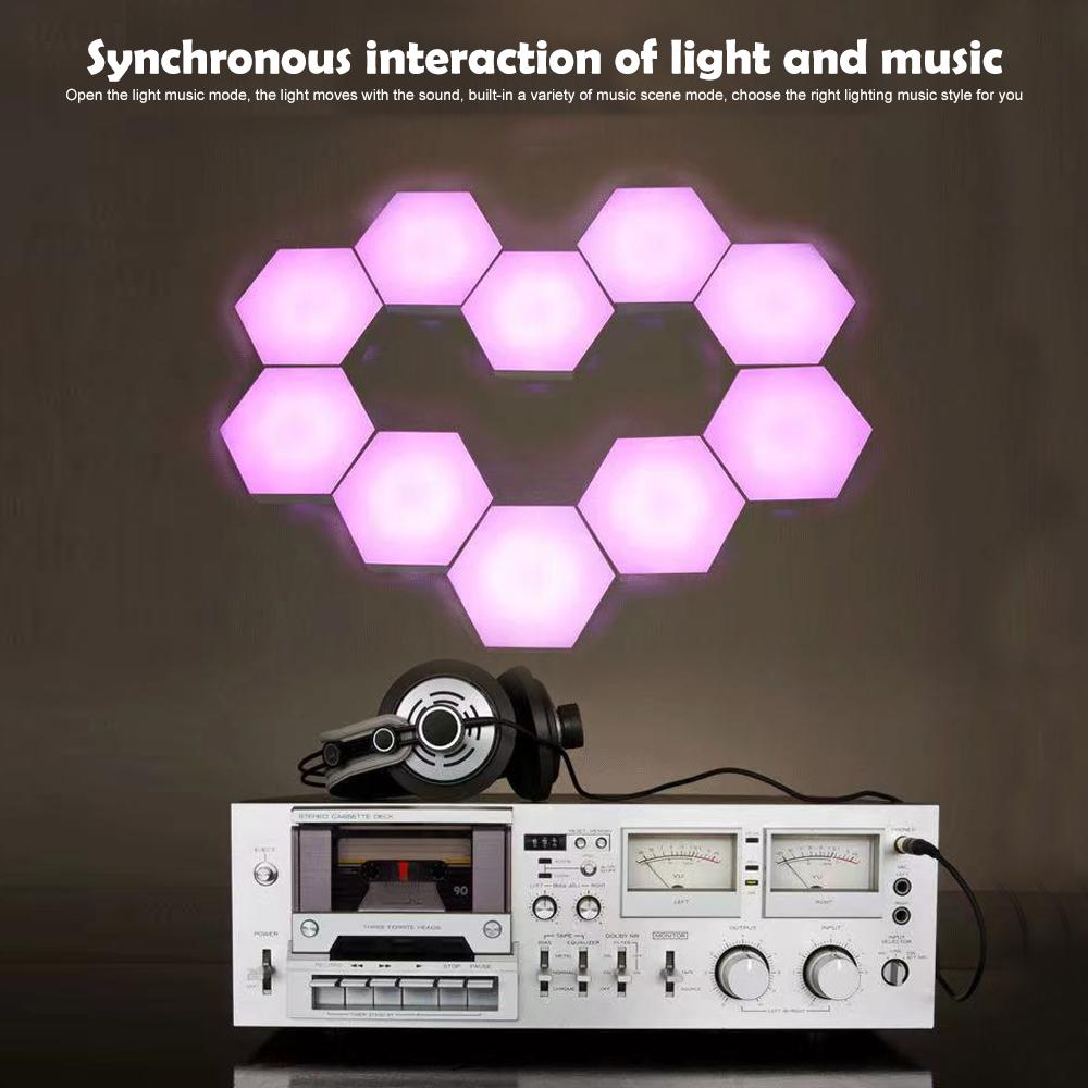 LED Hexagon Night Lights Smart Home Gaming Wall Lights Remote Control LED Panels Light Music Sync For Gaming Room Decor