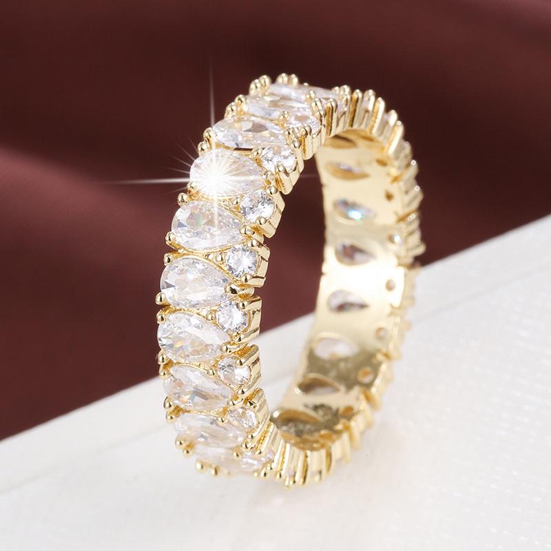 Seven-Color Retro Floral Zircon Women's Ring In Pure Copper