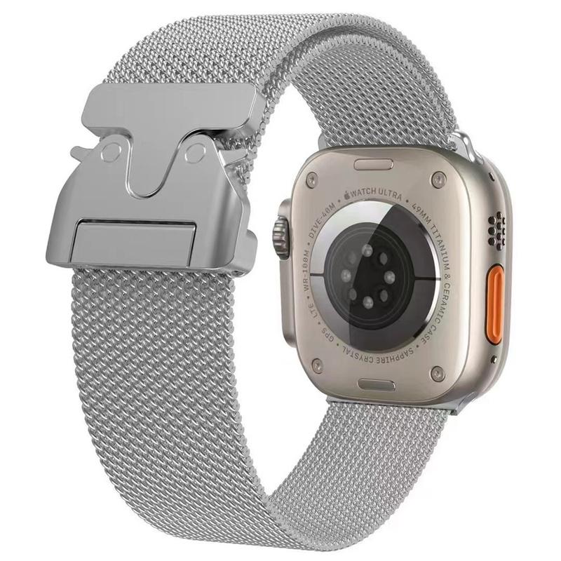 Titanium Color Milanese Loop Strap for Apple Watch Ultra Parachute Buckle Stainless Steel Metal Band for iWatch Series 11 10 9 8 7 6 5 SE 49mm 46mm