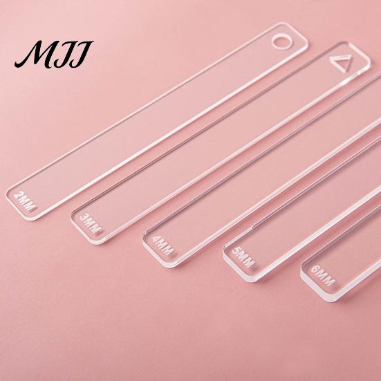 Acrylic Clay Thickness Rulers 1 Pair Polymer Depth Guide, 2/3/4/5/6mm Pottery Rolling Pin DIY Earring Making Supplies Transparent Ruler