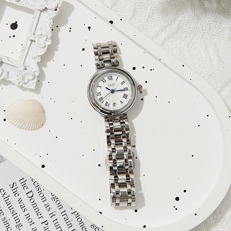 Light Luxury High-End Steel Belt Watch, Small Exquisite Solid Stainless Steel Watch, Women'S Waterproof Quartz Watch