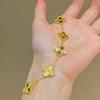 Xiaohongshu Douyin Gold-Plated Four-Leaf Clover Five-Petal Bracelet: Elegant, Versatile, High-End Bracelet for Women.