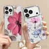 Floral Pattern Case For iPhone 17 Pro Max iPhone 16 15 14 13 Pro Max 11 17e 16e Plating Lens Frame Clear Soft Silicone Back Cover