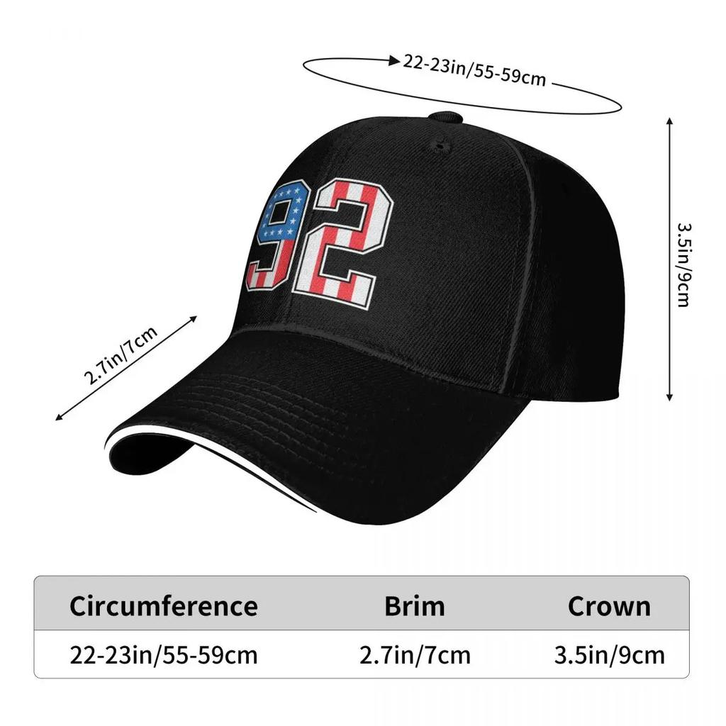 92 American Lucky Number Ninety-two United States Flag Baseball Cap Brand Man Cap Male Hat Custom Hat Men Caps Women's