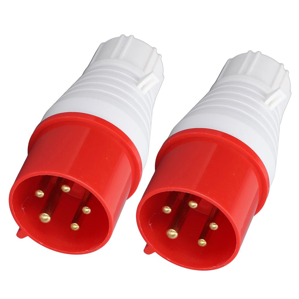 2Pcs Industrial Plug 5 Pin 32A IP44 Waterproof Replacement Sockets PP Brass 220?380V 240?415V