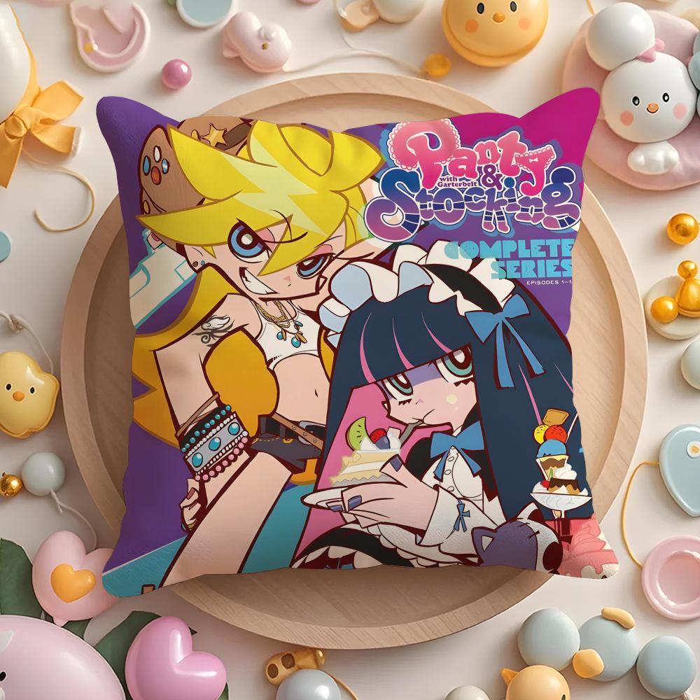 Anime P-panty and stocking Cushion Cover Home & Car Multi-Scene Pillow Cover - Reversible, Soft & Durable for Daily Use