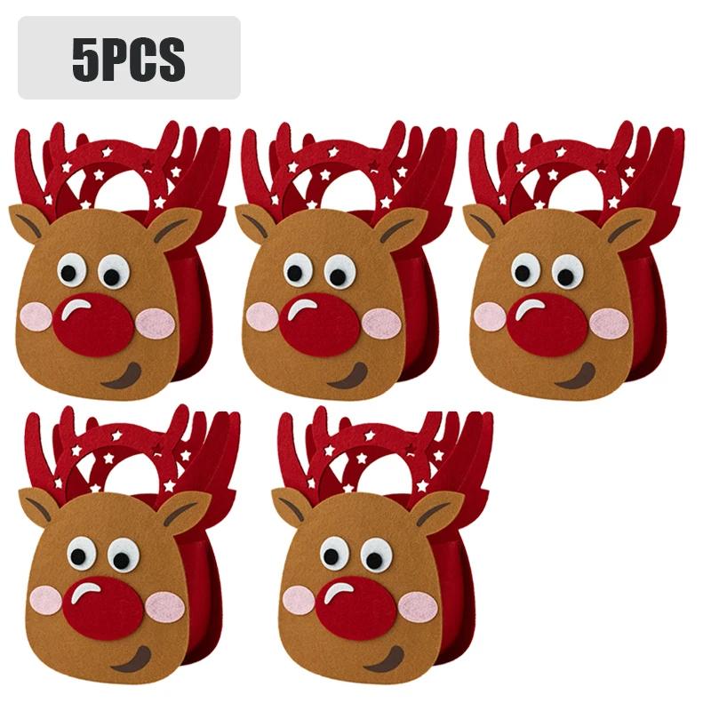 1-20PCS 2025 Christmas Gift Bag Creative Felt Cloth Children Candy Gift Bag Christmas Eve Handheld Portable Apple Bag