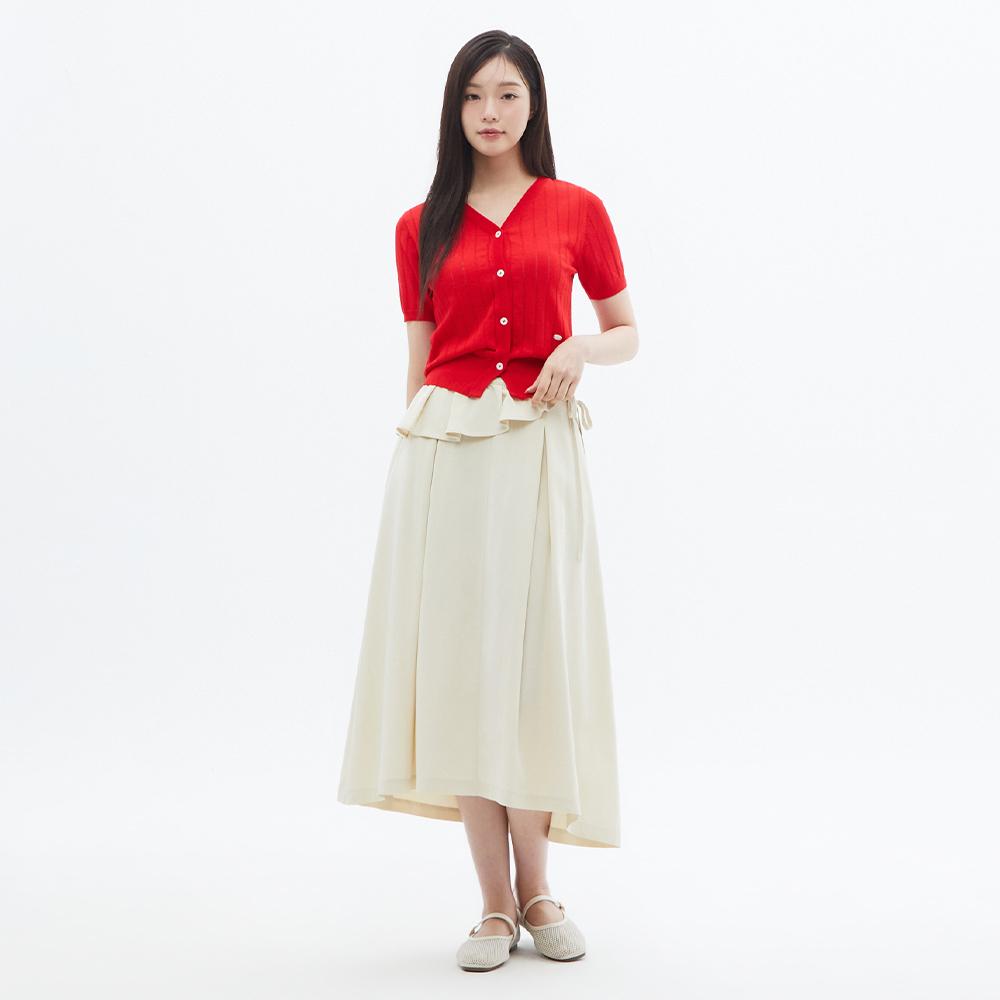PLASTIC ISLAND Ruffle Belt Tuck Skirt Ps2Ws482