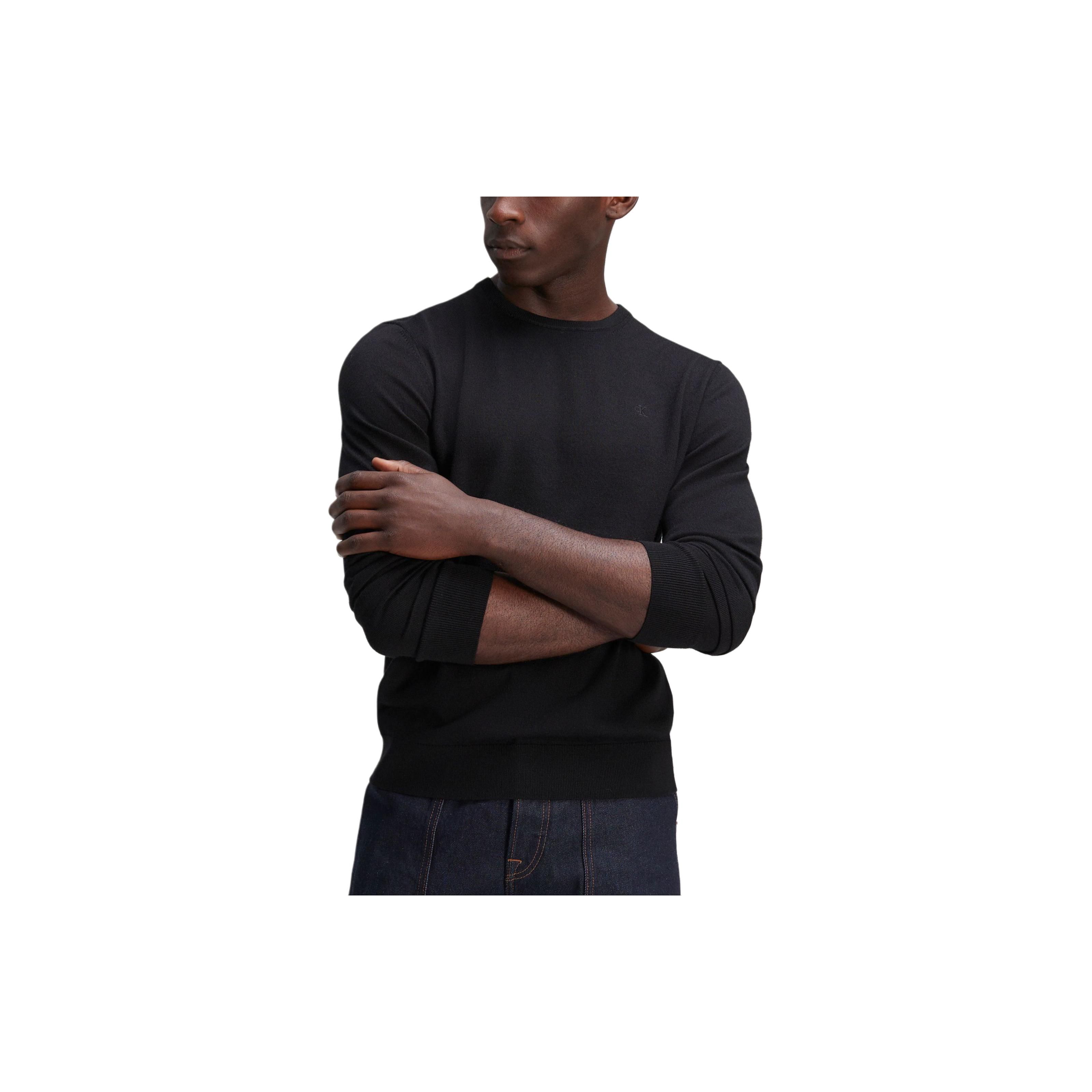 

Calvin Klein Jeans Solid Color Comfortable Soft Crew Neck Sweater Men sweater Black 40QM313-UB1 M