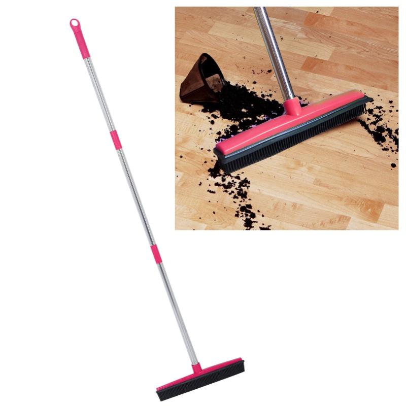 Multifunction Telescopic Floor Carpet Broom Pet Hair Dust Removal Cleaner Sweeper Cleaning ToolsPink