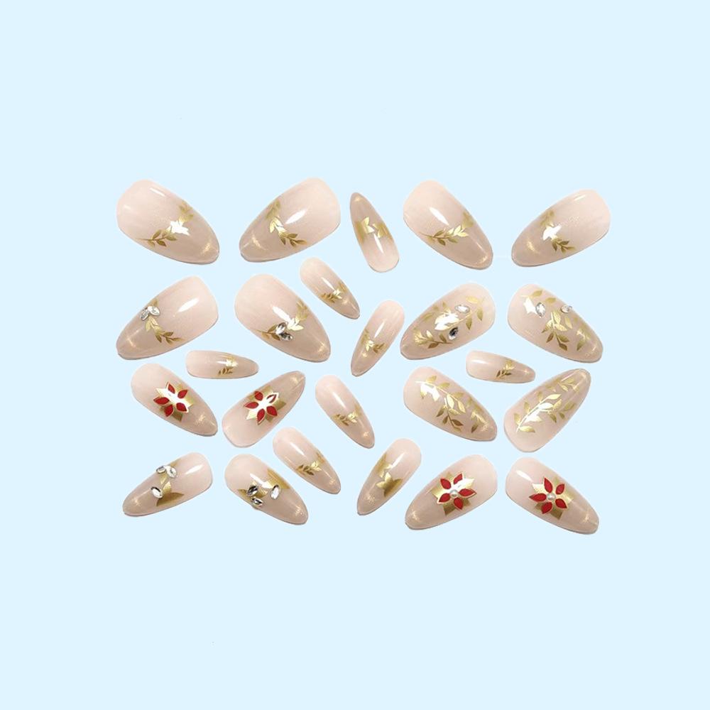Elegant French Manicure Cat Eye Petal Series Medium-Long Oval Press-on Nails