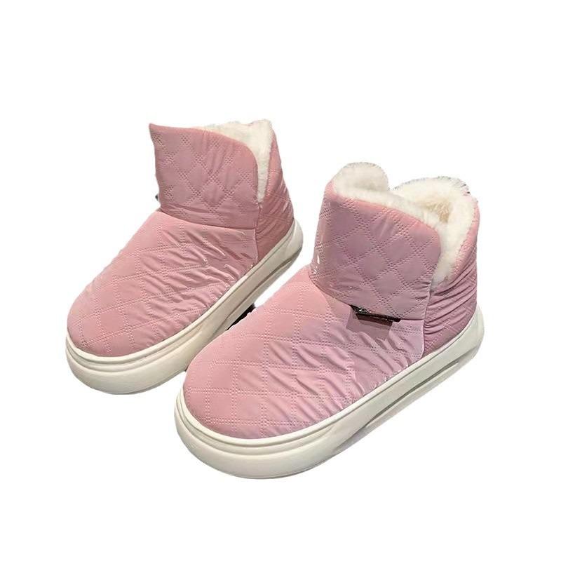 Winter new thickened and velvet women's snow boots personalized plain color fashionable versatile warm outdoor short boots
