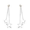 Exaggerated Tassel Fashionable Earrings for Women Imitation Earrings Geometric Five-pointed Star Rear Hanging Pearl Mid-length Earrings