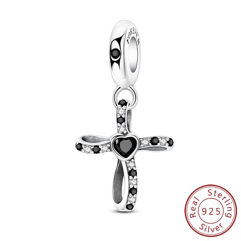 100% Copper Metal Charm Bead Components Bead Components Bible Zircon Cross Jesus Both Hands Pray Compatible With Authentic Original Bracelets High