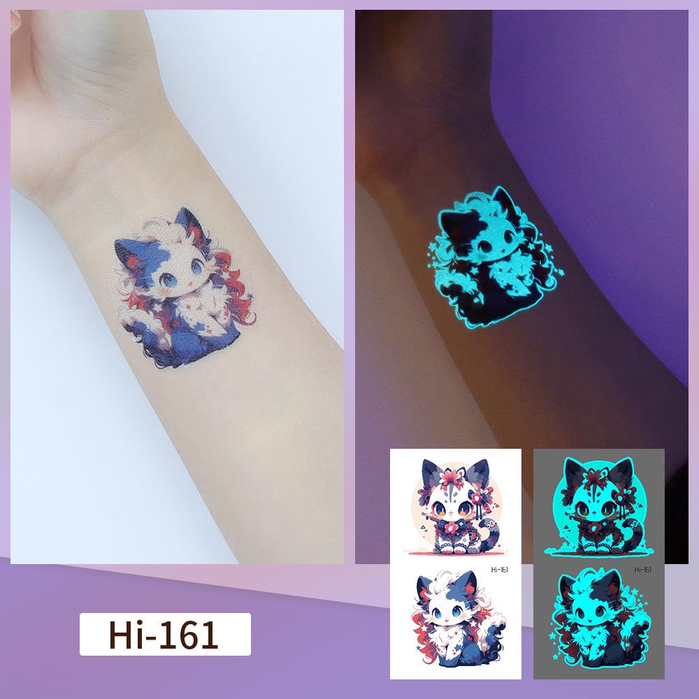 Rikalong Blaue Leuchtende Tattoo-Aufkleber: Niedliche Tierdesigns für Haustiere & Festivals