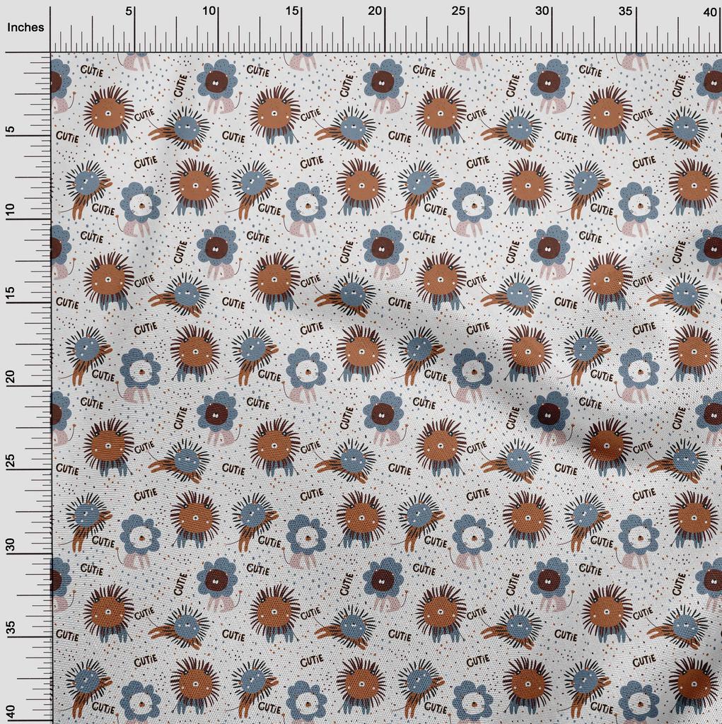 oneOone Cotton Flex Brown Fabric Kids Cutie Animal Sewing Craft Projects Fabric Prints By Yard 40 Inch