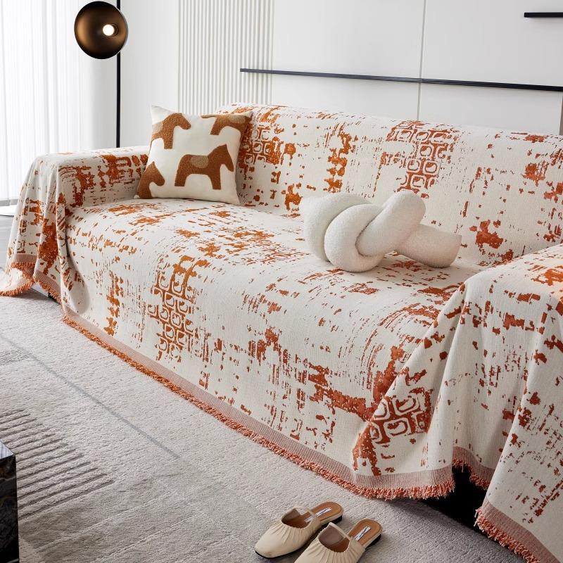 Chenille Sofa Cover Fabric, Universal for All Seasons, High-end Full Set of Sofa Blanket, Light Luxury Style, Anti-cat Scratch Sofa Towel