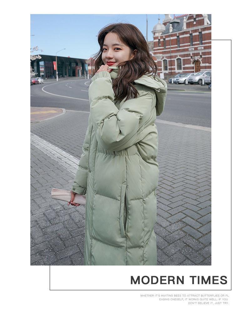 Palton de damă de lungime medie, gros, căptușit cu bumbac, peste genunchi, stil coreean de iarnă 2023, croială slim pentru eleve.