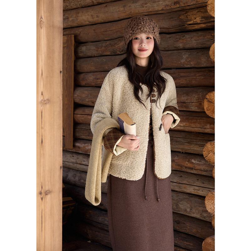 Mishow Women s Detachable Scarf Plaid Sherpa Jacket S