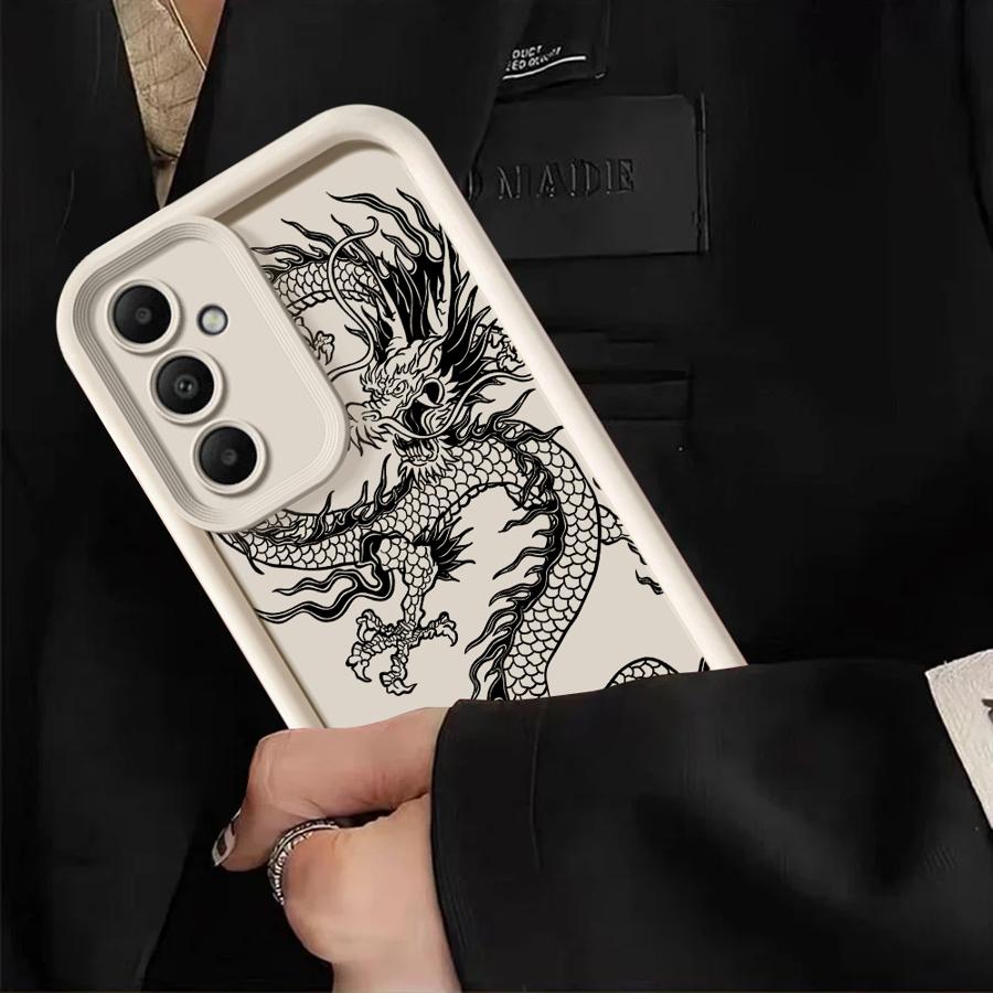 Phone Case for Samsung Galaxy A16 A34 A12 A14 A32 A23 A26 A56 A15 A51 A73 A53 A54 Soft Cover Shell Black Dragon Snake