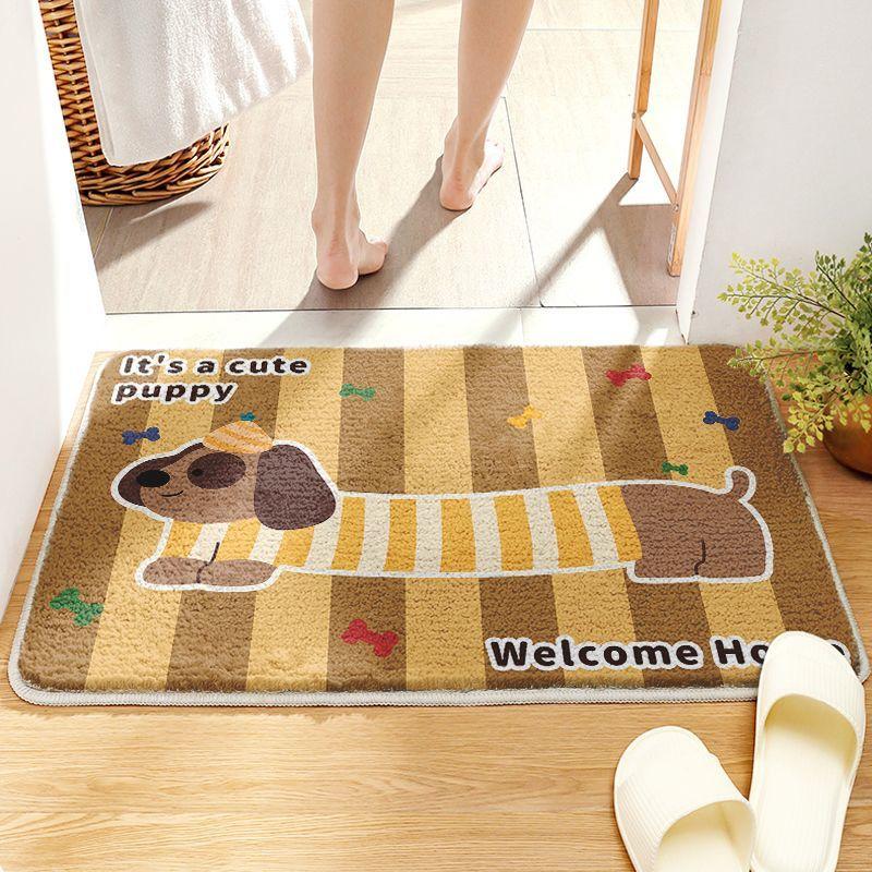 Imitation Cashmere Bathroom Absorbent Floor Mat Cartoon Bathroom Thickened Toilet Door Mat for Household Use