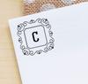Printtoo Alphabet C Monogram Initial Square Swirl Border Self Inking Rubber Stamp Office