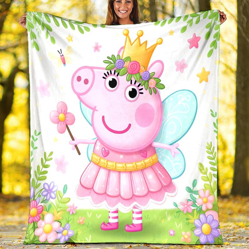 Peppa Pig Theme Printed Blanket,Perfect for Couch, Bed, Travel & Outdoor Use | Machine Washable, Cozy & Durable.