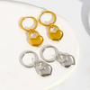 Meishiduo Heart Pendant Korean-Japanese Style Gold Hoop Earrings - Colorfast Titanium Steel