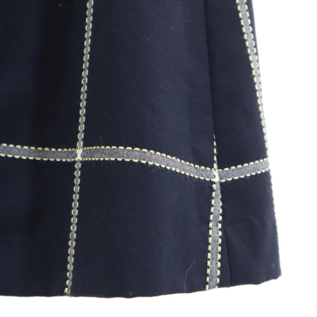 BLUE LABEL CRESTBRIDGE Check Pattern Midi Length Skirt 36 Navy Women Used