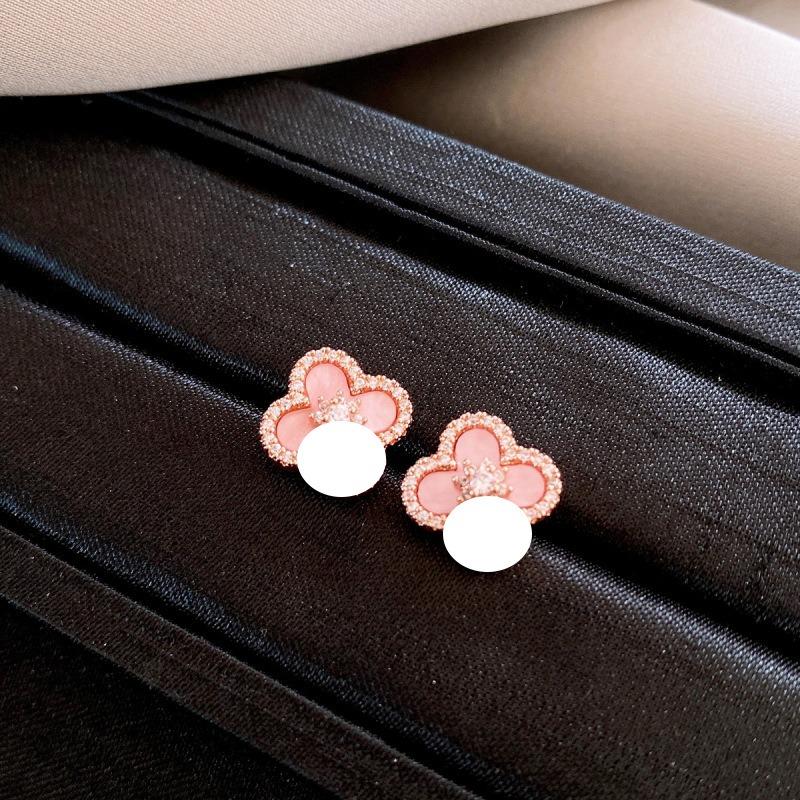 Silver Needle Multi-layer Letter Twill Zircon Pearl Earrings Medieval Vintage Light Luxury Stud Earrings Versatile Earrings