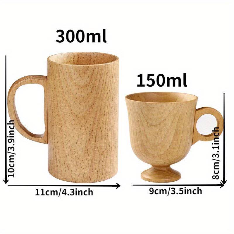 1/2pcs Solid Wood Handle Handy Cup Creative Wooden Mug for Coffee Tea Beer Multi Purpose Household Commercial Use Durable Beech