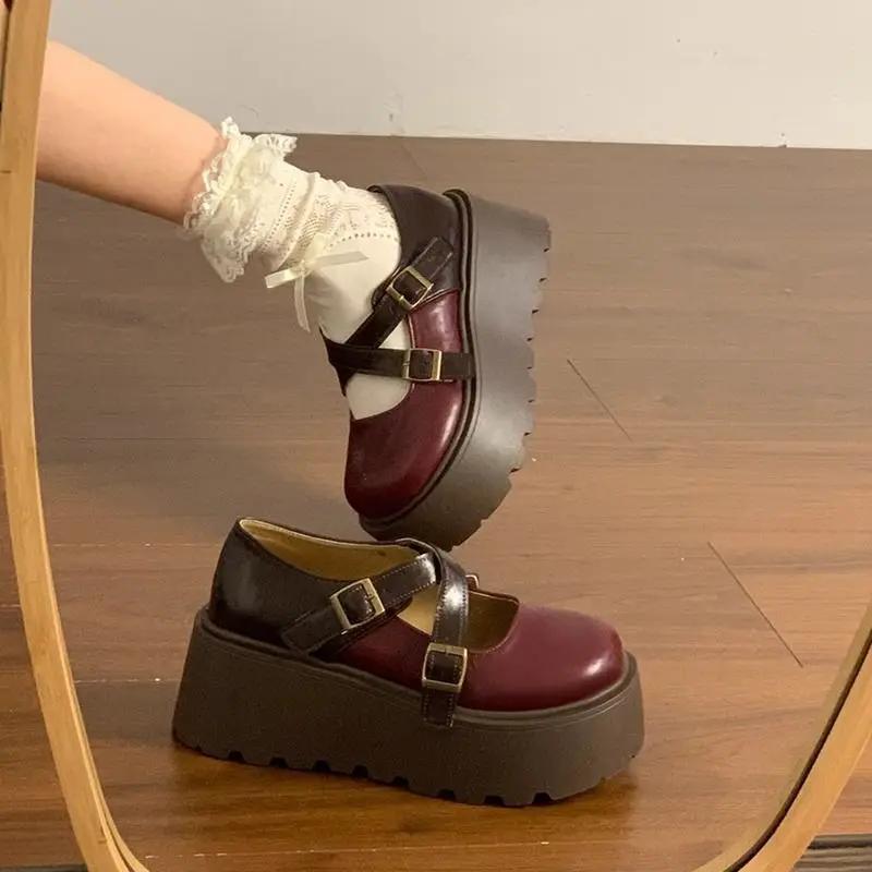 

Женские туфли-лодочки с круглым носком, женская обувь на платформе со средним каблуком, весенняя обувь Y2k в продаже, тренд 2025, роскошный бренд, нескользящие, 39 40