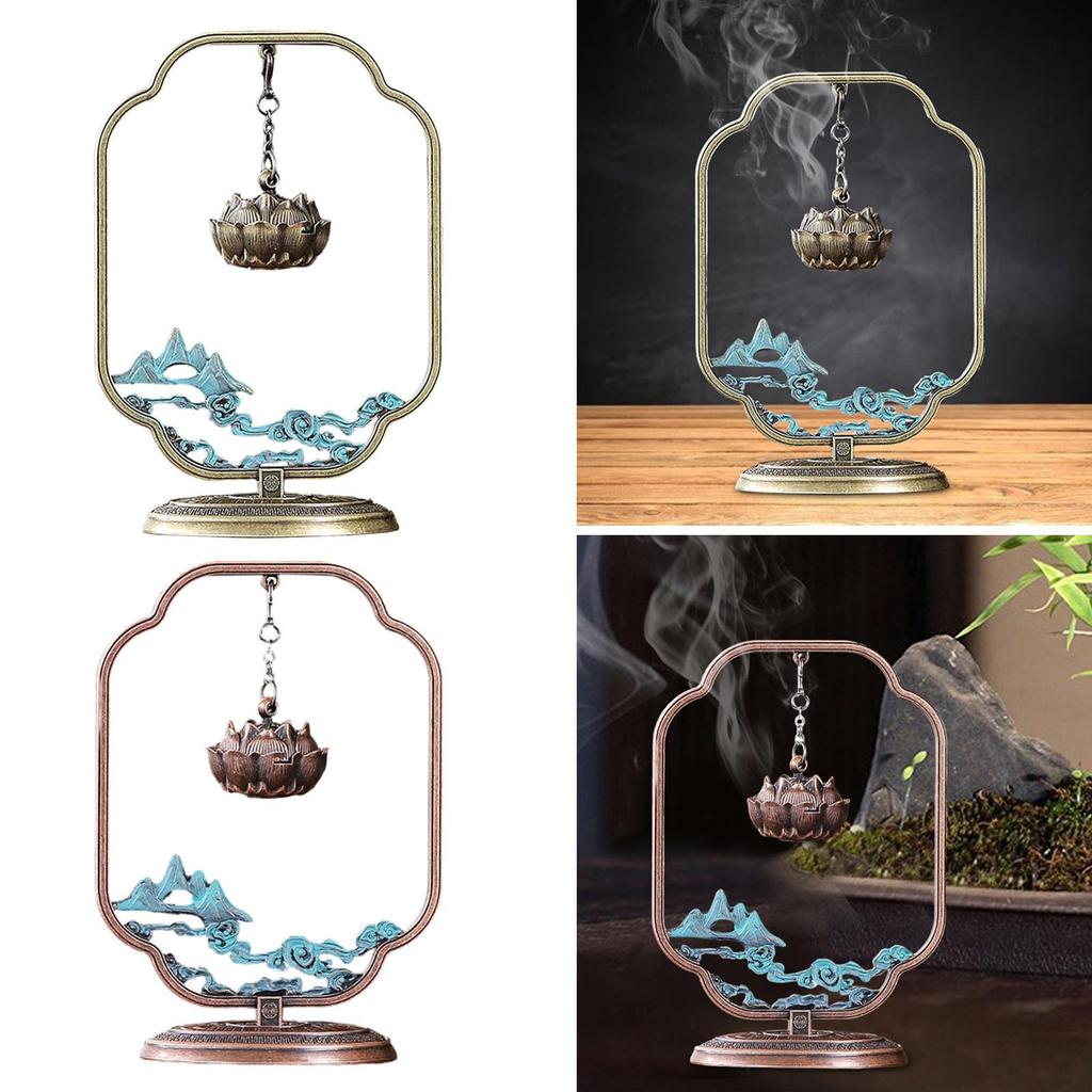 Lotus Flower Hanging Incense Burner Alloy Metal for Bathroom Multifunctional