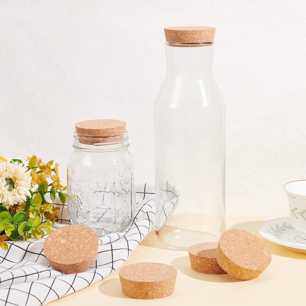 BENECREAT 6Pcs Cork Bottle Stoppers, Tapered BurlyWood Wooden Wine Bottle Cork Stoppers for Wine Beer Bottle Crafts, 2.2inch In Diameter